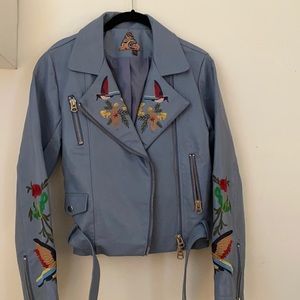 Signature Eight embroidered leather jacket